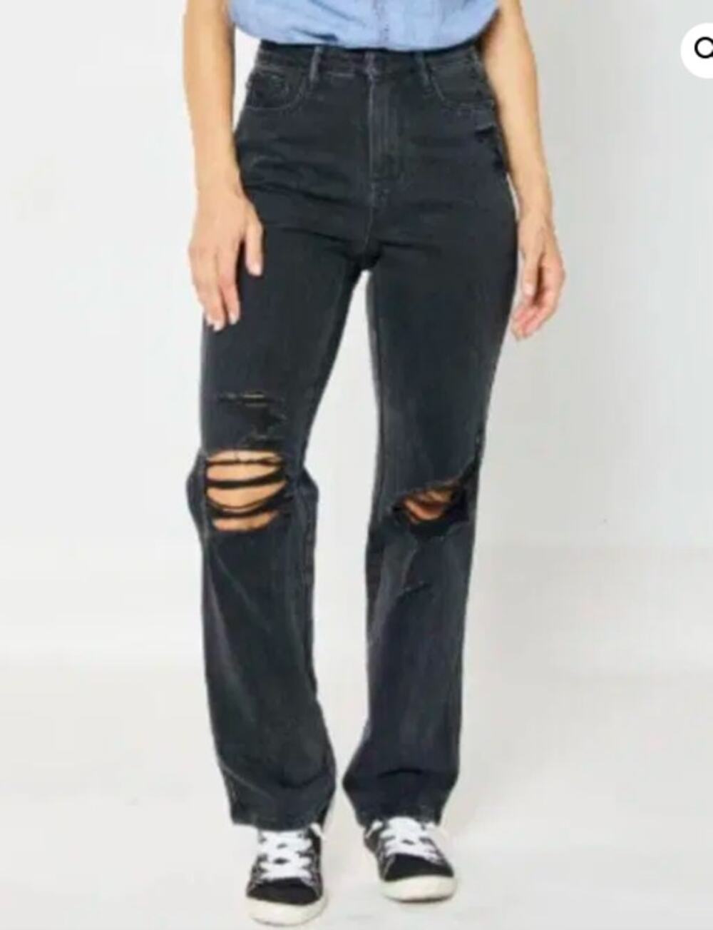 Judy Blue HIGH WAISTED RIGID MAGIC DESTROYED KNEE 90’S STRAIGHT LEG 18W - Picture 1 of 10